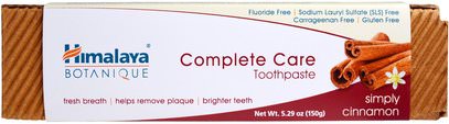 Himalaya Herbal Healthcare, Botanique, Complete Care Toothpaste, Simply Cinnamon, 5.29 oz (150 g) ,حمام، الجمال، معجون أسنان