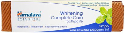 Himalaya Herbal Healthcare, Botanique, Whitening Complete Care Toothpaste, Simply Peppermint, 5.29 oz (150 g) ,حمام، الجمال، معجون أسنان