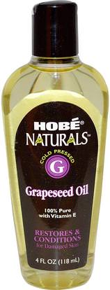 Hobe Labs, Naturals, Grapeseed Oil, 4 fl oz (118 ml) ,الصحة، الجلد، زيت بذور العنب، زيت التدليك