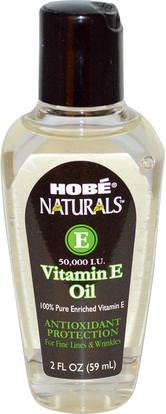 Hobe Labs, Naturals, Vitamin E Oil, 50,000 IU, 2 fl oz (59 ml) ,الصحة، الجلد، زيت التدليك، الفيتامينات، فيتامين e، فيتامين ه السائل