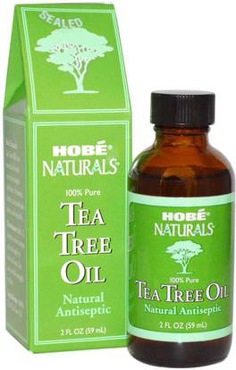 Hobe Labs, Tea Tree Oil, 2 fl oz (59 ml) ,حمام، الجمال، الروائح الزيوت العطرية، زيت شجرة الشاي