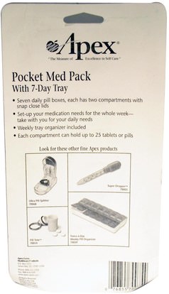 والمنزل، والمنظمين حبوب منع الحمل الشقوق وكسارة Apex, Pocket Med Pack with 7-Day Tray