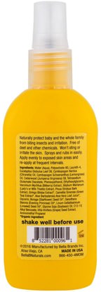 المنزل، علة و طارد الحشرات، الاطفال و الطفل طارد الحشرات Bella B, Natural Bug Repellent, 3.3 oz (98 ml)