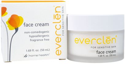 Home Health, Everclen, Face Cream, 1.69 fl oz (50 ml) ,الجمال، العناية بالوجه، الكريمات المستحضرات، الأمصال، نوع الجلد الوردية، البشرة الحساسة