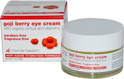 Home Health, Goji Berry Eye Cream, 1 oz (28 g) ,الجمال، كريمات العين، العناية بالوجه، نوع البشرة مكافحة الشيخوخة الجلد