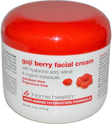 Home Health, Goji Berry Facial Cream, 4 oz (113 g) ,الجمال، العناية بالوجه، الكريمات المستحضرات، الأمصال، حمض الهيالورونيك الجلد