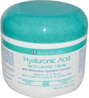 Home Health, Hyaluronic Acid, Moisturizing Cream with Restorative Hydration Complex, 4 oz (113 g) ,الجمال، مكافحة الشيخوخة، حمض الهيالورونيك، حمض الهيالورونيك الجلد