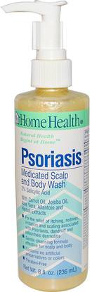 Home Health, Psoriasis, Medicated Scalp and Body Wash, 8 fl oz (236 ml) ,حمام، الجمال، الصدفية والأكزيما، هلام الاستحمام
