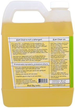 المنزل، منظفات الغسيل، صحة الأطفال، منظفات الغسيل الطفل Indigo Wild, Zum Clean, Aromatherapy Laundry Soap, Tea Tree-Citrus, 32 fl oz (.94 L)