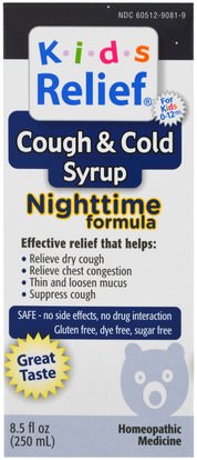 Homeolab USA, Kids Relief, Cough & Cold, Nighttime Formula, 8.5 fl oz (250 ml) ,المكملات الغذائية، السعال المثلي البرد والانفلونزا