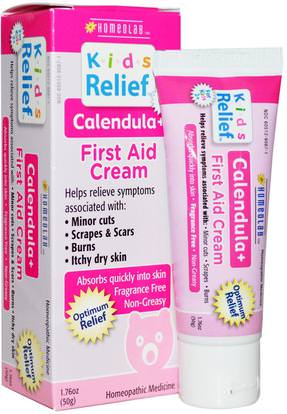 Homeolab USA, Kids Relief, First Aid Cream, Calendula +, 1.76 oz (50 g) ,صحة الطفل، الطفل & أطفال المنتجات، العناية بالوجه، حروق الشمس حماية الشمس، آذريون