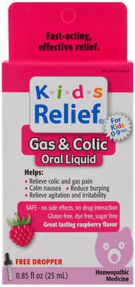 Homeolab USA, Kids Relief, Gas & Colic, Raspberry Flavor, 0.85 fl oz (25 ml) ,صحة الأطفال، مغص المياه المغتصبة