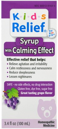 Homeolab USA, Kids Relief, Syrup with Calming Effect, Grape Flavor, 3.4 fl oz (100 ml) ,صحة الأطفال، مكملات الأطفال، الصحة