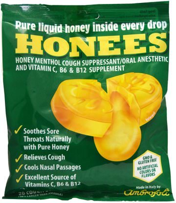 Honees, Honey Menthol Cough Suppressant, 20 Cough Drops ,والصحة، والرئة والقصبات الهوائية، والسعال قطرات