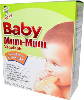 Hot Kid, Baby Mum-Mum Vegetable Rice Rusks, 24 Rusks, 1.76 oz (50 g) ,صحة الأطفال، أغذية الأطفال، تغذية الطفل، الغذاء