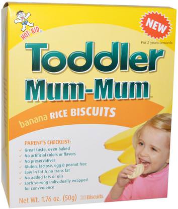 Hot Kid, Toddler Mum-Mum, Banana Rice Biscuits, 20 Biscuits, 1.76 oz (50 g) ,صحة الطفل، تغذية الطفل، والرضع الوجبات الخفيفة والأصابع، التسنين البسكويت الكوكيز، أطفال الأطعمة
