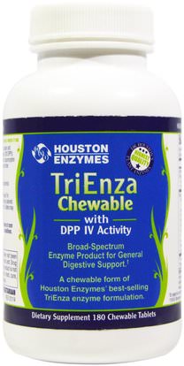 Houston Enzymes, TriEnza Chewable, with DPP IV Activity, 180 Chewable Tablets ,والمكملات الغذائية، والإنزيمات الهاضمة