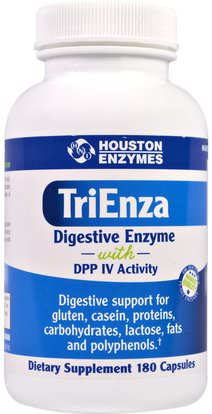 Houston Enzymes, TriEnza with DPP IV Activity, 180 Capsules ,والمكملات الغذائية، والإنزيمات الهاضمة