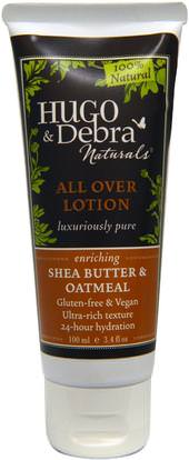 Hugo Naturals, All Over Lotion, Shea Butter & Oatmeal, 3.4 fl oz (100 ml) ,حمام، الجمال، غسول الجسم