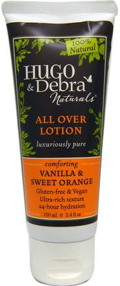 Hugo Naturals, All Over Lotion, Vanilla and Sweet Orange, 3.4 fl oz (100 ml) ,حمام، الجمال، غسول الجسم
