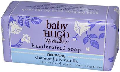 Hugo Naturals, Baby, Handcrafted Soap Bar, Chamomile & Vanilla, 4 oz (113 g) ,صحة الأطفال، حمام الاطفال، والصابون
