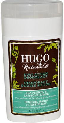 Hugo Naturals, Dual Action Deodorant, Sea Fennel & Passionflower, 1.5 oz (42.5 g) ,حمام، الجمال، مزيل العرق