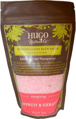 Hugo Naturals, Effervescent Bath Salts, Grapefruit & Geranium, 14 oz (397 g) ,حمام، الجمال، أملاح الاستحمام
