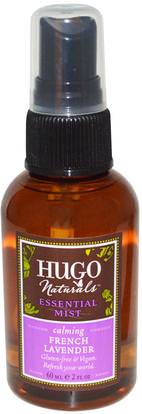 Hugo Naturals, Essential Mist, French Lavender, 2 fl oz (60 ml) ,حمام، الجمال، بخاخ العطر، المنزل، معطرات الجو مزيل الروائح