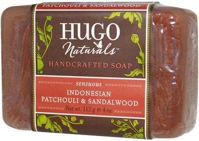 Hugo Naturals, Handcrafted Soap, Indonesian Patchouli & Sandalwood, 4 oz (113 g) ,حمام، الجمال، الصابون