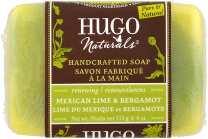 Hugo Naturals, Handcrafted Soap, Mexican Lime & Bergamot, 4 oz (113 g) ,حمام، الجمال، الصابون