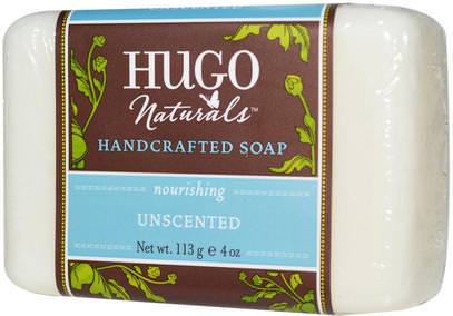 Hugo Naturals, Handcrafted Soap, Unscented, 4 oz (113 g) ,حمام، الجمال، الصابون
