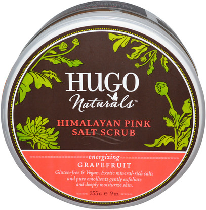 Hugo Naturals, Himalayan Pink Salt Scrub, Grapefruit, 9 oz (255 g) ,حمام، الجمال، فرك الجسم