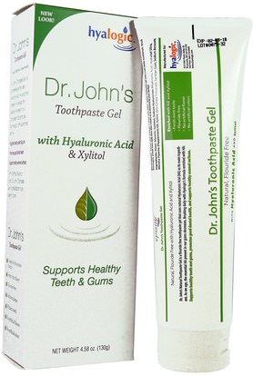 Hyalogic LLC, Dr. Johns Toothpaste Gel, Mint, 4.58 oz (130 g) ,حمام، الجمال، العناية بالأسنان عن طريق الفم، تبييض الأسنان، معجون الأسنان