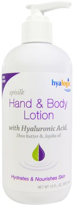 Hyalogic LLC, Episilk, Hand & Body Lotion with Hyaluronic Acid, 10 fl oz (295.7 ml) ,الجمال، حمض الهيالورونيك الجلد، مكافحة الشيخوخة