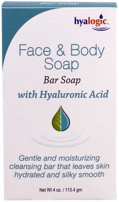 Hyalogic LLC, Face & Body Soap, With Hyaluronic Acid, 4 oz (113.4 g) ,الصحة، المرأة، الجلد، الجمال، حب الشباب المنتجات الموضعية