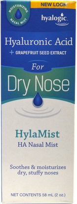 Hyalogic LLC, HylaMist HA Nasal Spray, 2 oz (58 ml) ,الجمال، مكافحة الشيخوخة، حمض الهيالورونيك