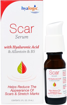 Hyalogic LLC, Scar Serum with Hyaluronic Acid & Allantoin & B5, 5 fl oz (15 ml) ,الجمال، العناية بالوجه، الكريمات المستحضرات، الأمصال، الصحة، الجلد، علامات التمدد ندوب