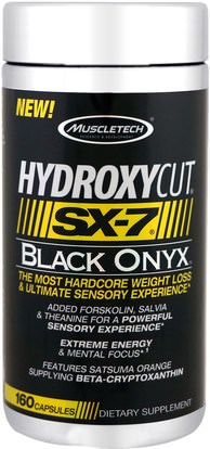 Hydroxycut, Extreme Energy, SX-7, Black Onyx, 160 Capsules ,والصحة، والنظام الغذائي، وفقدان الوزن، وحرق الدهون