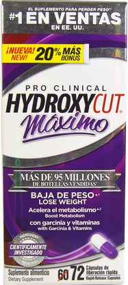 Hydroxycut, Pro Clinical, Maximo, 72 Rapid-Release Capsules ,وفقدان الوزن، والنظام الغذائي