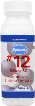 Hylands, #12, Silicea 6X, 1000 Tablets ,المكملات الغذائية، المثلية، المرأة، مكملات الشعر، مكملات الأظافر، ملاحق الجلد