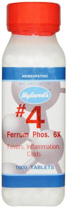 Hylands, #4 Ferrum Phos. 6X, 1000 Tablets ,والصحة، والالتهاب، والانفلونزا الباردة والفيروسية والبرد والانفلونزا