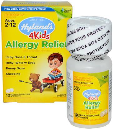 Hylands, 4 Kids, Allergy Relief, 125 Quick-Dissolving Tablets ,والمكملات الغذائية، المثلية، والحساسية، والحساسية
