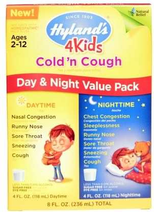 Hylands, 4 Kids Cold n Cough Day & Night Value Pack, 4 fl oz (118 ml) Each ,صحة الأطفال، سعال انفلونزا البرد، السعال المثلي البرد والانفلونزا