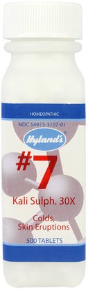 Hylands, #7 Kali Sulph. 30X, 500 Tablets ,والصحة، والانفلونزا الباردة والفيروسية والبرد والانفلونزا، حب الشباب