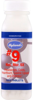 Hylands, #9 Nat. Mur. 6X, 1000 Tablets ,والمكملات الغذائية، المثلية، والصحة، والصداع
