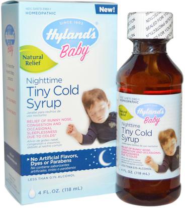 Hylands, Baby, Nighttime Tiny Cold Syrup, 4 fl oz (118 ml) ,صحة الطفل، الطفل، ملاحق الرضع، المثلية