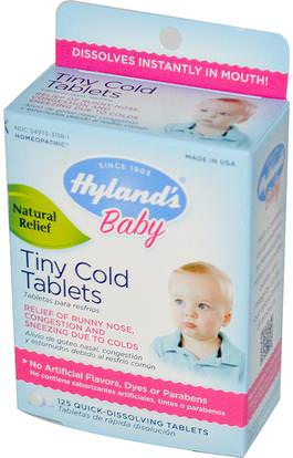 Hylands, Baby, Tiny Cold Tablets, 125 Quick-Dissolving Tablets ,صحة الطفل، الطفل، ملاحق الرضع، المثلية