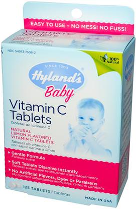 Hylands, Baby, Vitamin C Tablets, Natural Lemon Flavored, 125 Tablets ,وصحة الطفل، وطفل رضيع، وملاحق الرضع، وفيتامين ج، وفيتامين ج مضغ