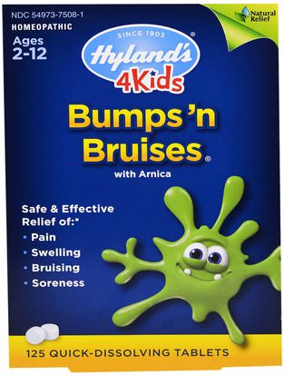 Hylands, 4Kids, Bumps n Bruises with Arnica, 125 Quick-Dissolving Tablets ,المكملات الغذائية، المثلية، أرنيكا مونتانا، أرنيكا
