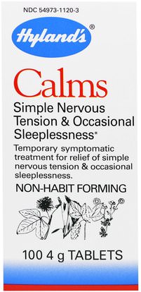Hylands, Calms, Nervous Tension & Occasional Sleeplessness, 4 g, 100 Tablets ,والمكملات الغذائية، والنوم